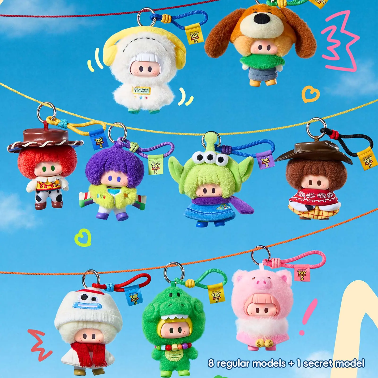 Miniso Disney Pixar Toy Story Retro Flocked Vinyl Keychains - Blindbags Surprise Set with Minifigures, Woven Strap Tag, Key Ring Clip, Hand-Painted Details, ABS/Soft Vinyl, Cute Collectibles, Teenage Girls' Birthday Gift, Valentine