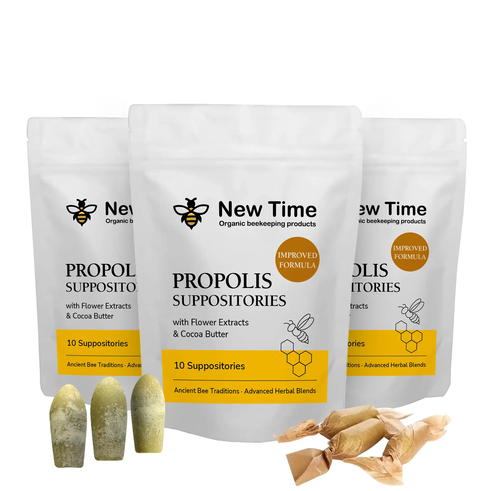 Organic Propolis Suppositories with Manuka Honey – Enhanced Formula for Men & Women | 30-Day Supply, 3 Pack