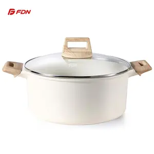 FDN 5-Qt Premium Ceramic Casserole Pan, Non-Stick Deep Soup Pot with Stay-Cool Handles, Family Size Stew Pot for Induction & Gas, Healthy Non-Toxic Dutch Oven Alternative