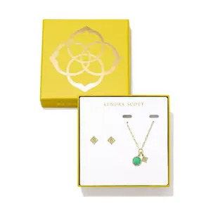 Kendra Scott Landon Charm Necklace And Stud Earring Gift Set - Gold/Green
