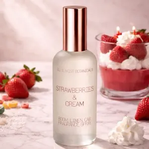 Blue Mist Botanicals Strawberries & Cream Scented Room & Linen Spray Aromatic Delight for Home Ambiance