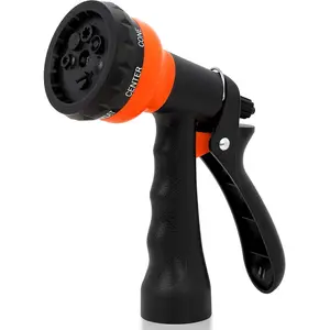 Garden Hose Nozzle Sprayer - 7 Adjustable Watering Patterns Nozzle for Water Hose, Non-Slip Garden Spray Nozzle for Car Washing, Watering Plants, Pets Showering, Lawns Cleaning, Orange