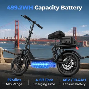 500W Electric Scooter with Seat & Storage – 22MPH, Foldable for Adults & Kids, Perfect for Family Rides ‍‍.SummerWins,Father's Day Gife