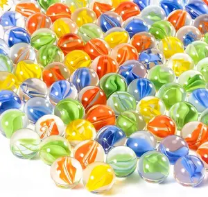 Bulk 100Pcs Cat Eye Mix 4 Colors Medium Sized Thick Marble Decorative Gift Retro Game with 14mm and 16mm for Bounce Game,Chinese Checkers Board Game,Vases,Party Decor
