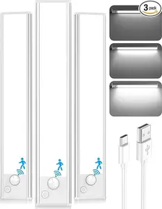 【SummerVibes】Under Cabinet Lights, LED Rechargeable Battery Operated Motion Sensor Lights Indoor, 6500K Cool White Magnetic Dimmable Closet Lights, 1500mAh Wireless Under Counter Night Lights for Kitchen Stair Hallway Wardrobe Home