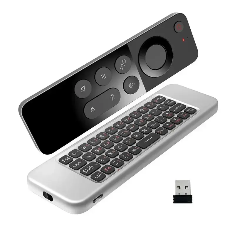 Universal Home Control Wireless Air Mouse Remote - Rechargeable, Voice & Gesture Sensing, Keyboard, Infrared Learning Functions Accessories with USB Charging, HDMI Connector