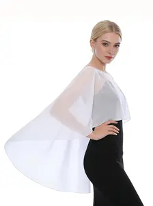 Thin Sunscreen Solid Color Chiffon Pullover Shawl for Women, Fashion Versatile Travel Trendy Outerwear, Stylish Capelet