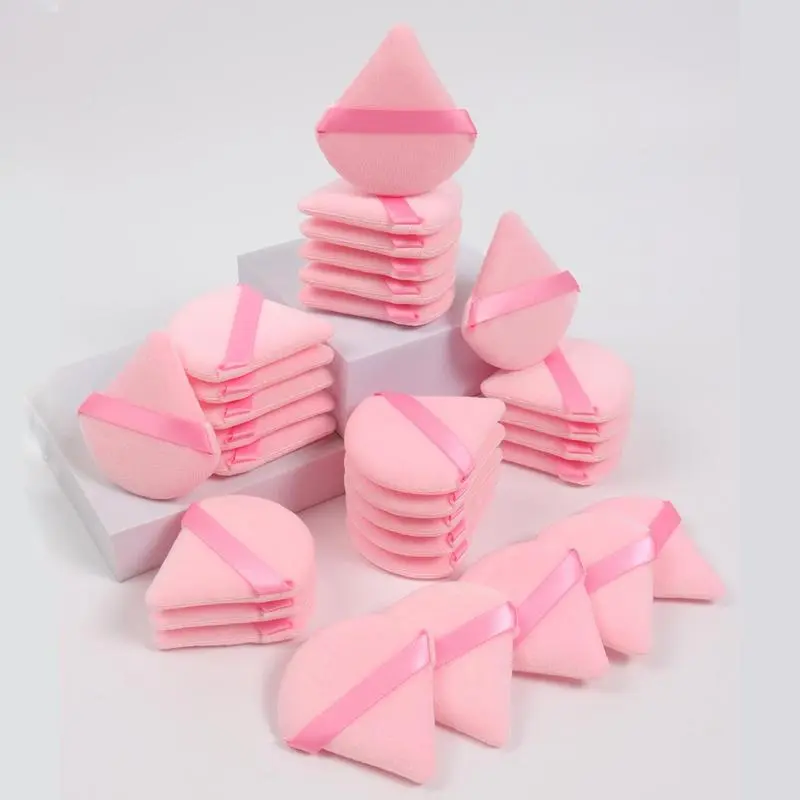 30Pcs/10Pcs/5Pcs Triangle Powder Puff, Soft Makeup Foundation Sponge Puff, Makeup Tool For Blending & Facial Detailing, Makeup Accessories, Makeup Products, Powder Puff Makeup Set, Girly Room Accessories Makeup, Makeup Kit For School, Christmas Gift