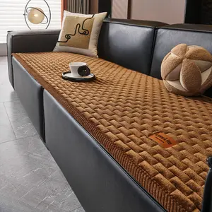 1pc Single Plaid Sofa Cushion, Soft Fabric, Dust-Proof & Easy Clean, Machine & Hand Washable, Suitable for All Seasons, Fits Single to Five-Seater Sofas