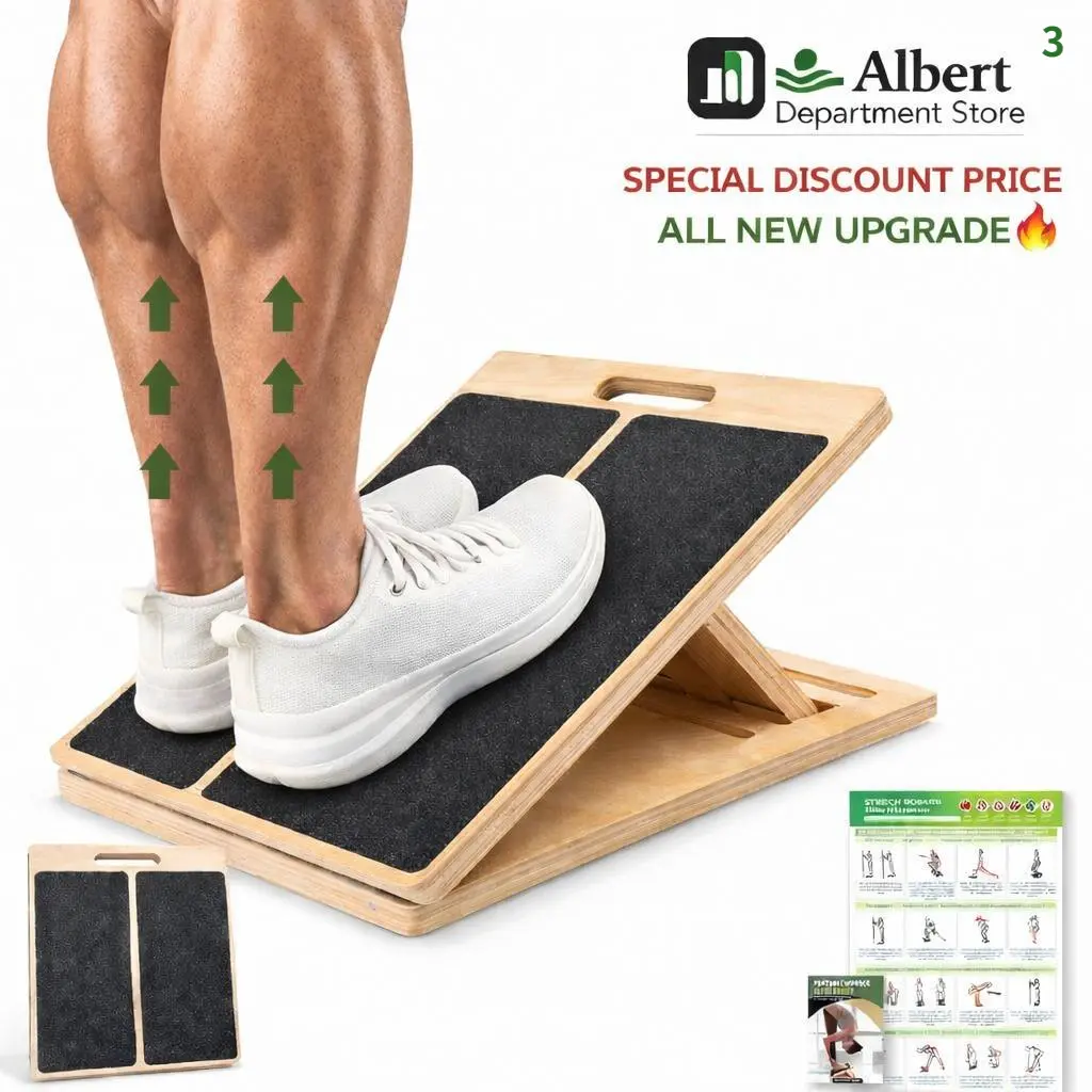 Premium Solid Hardwood Slant Board - 6-Angle Adjustable Heel Elevated Squat Block, 450lbs Weight Capacity, Calf Stretcher & Foot Wedge for Daily Workout Routines, Lower Body Strength & All Fitness Levels, Antislip Eva Base