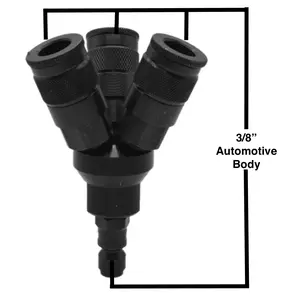 Interstate Pneumatics FPM44-KA6 Aluminum Round Manifold With Three 3/8 Inch Steel Couplers & One 3/8 Inch Steel Plug Kit