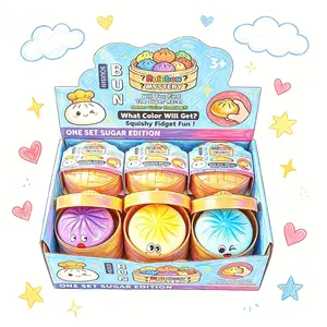 12-Piece Mystery Baozi Stress Relief Toy Set, Surprising Squeeze Dumpling Clip Steamer Toy, Squishy Bun Dumpling, Kids and Adults Stress Relief Toys