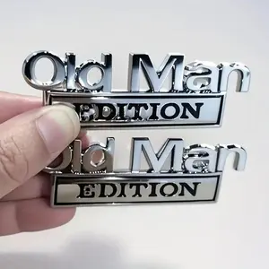 Premium 3D Old Man Alloy Metal Emblem Sticker - Car Decoration, Vehicle Bumper Decal, 2026 Driver Gift