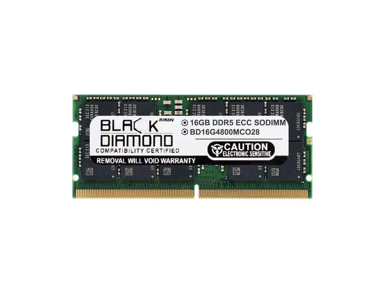 Black Diamond 16GB DDR5 4800 ECC SODIMM Memory BD16G4800MCO28 Black Diamond 16GB DDR5 4800 ECC SODIMM Memory BD16G4800MCO28