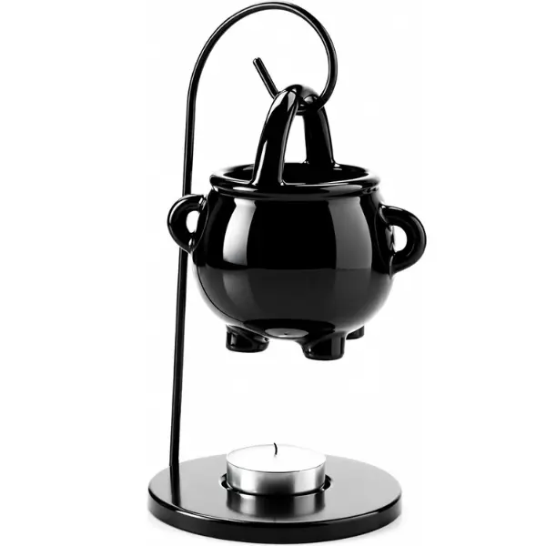 Halloween Fall Gift Hanging  Cauldron Oil Burner, Black Wax Warmer Aroma Diffuser, with Handle, for Essential Fragrance Wax Melts, Enchanting Witches' Home Decor Element