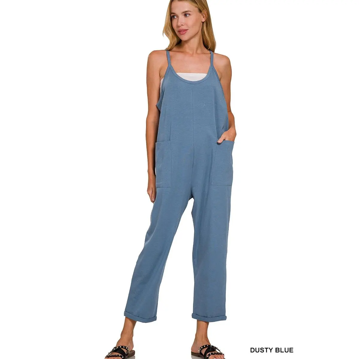 Zenana Spaghetti Strap Pocketed Jumpsuit