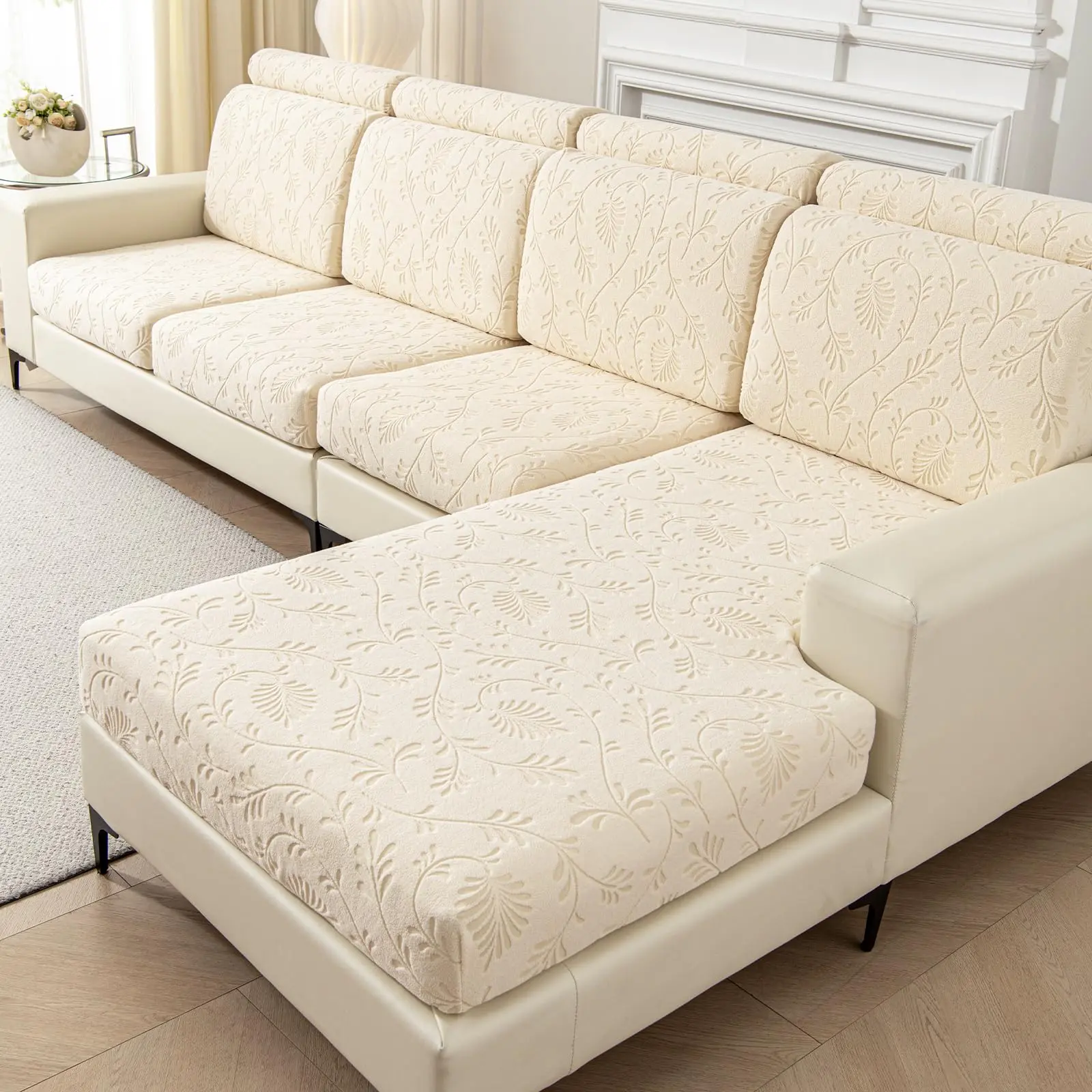 VOGOL Couch Covers for Sectional Sofa, Stretch Couch Cushion Covers | 25" x 53" Sofa Cushion Cover, Elastic Jacquard Cushion Protector, Washable Furniture Cover for Couches and Sectionals