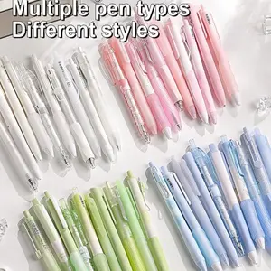 0.5mm Fine Tip Retractable Neutral Pen, 5 Counts/set Pack of Five Smooth Writing Quick Drying Gel Pen, Office Stationery & Supplies for Exam, Suitable for Exams, Office Work & Stationery, Everyday Use