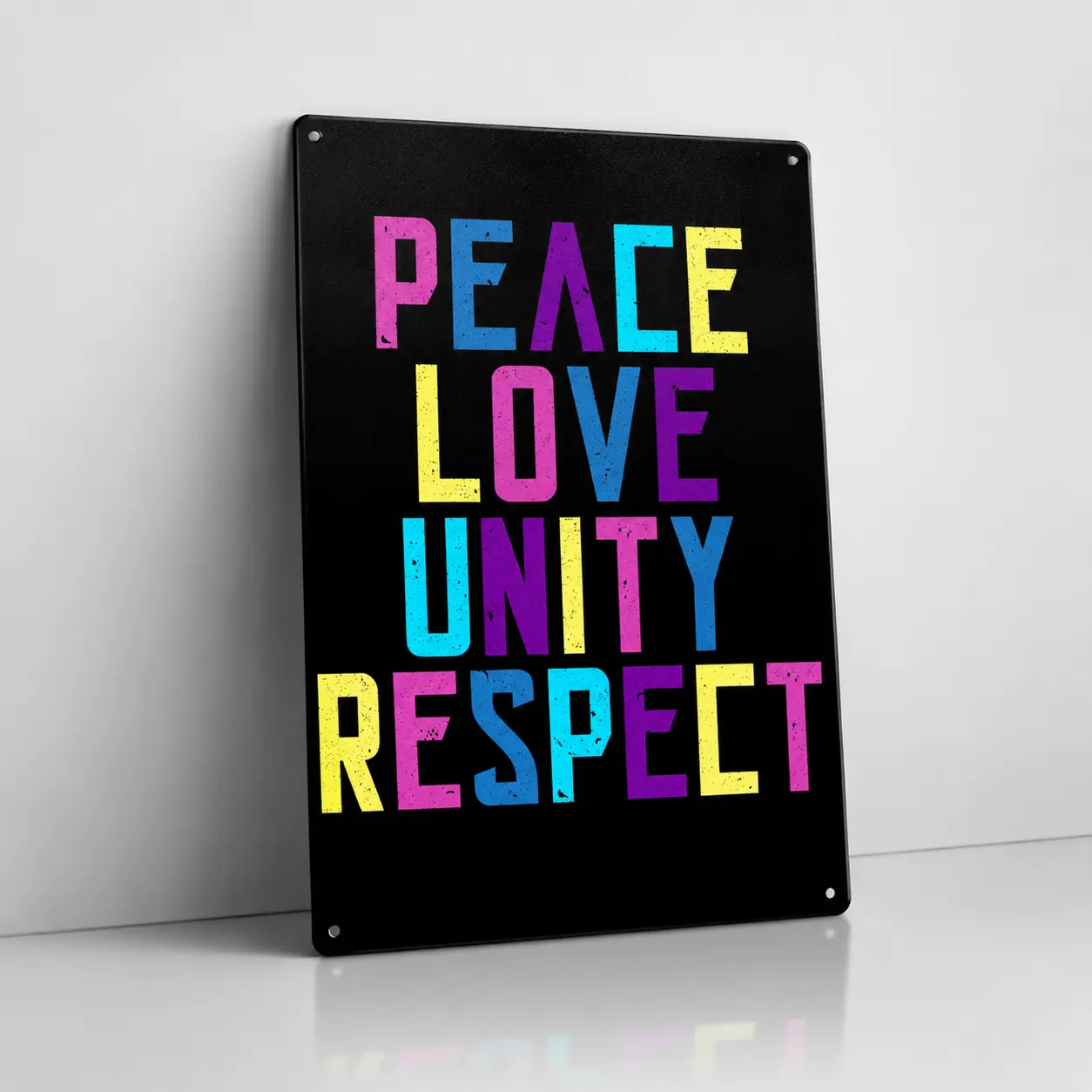 Retro "Peace Love Unity Respect" Sign, Metal Poster - First Day of School Sign Wall Decor for Classroom, School Counselor Office, Anti Bullying Inclusivity Posters for Elementary Middle High School Classroom | 8x12in