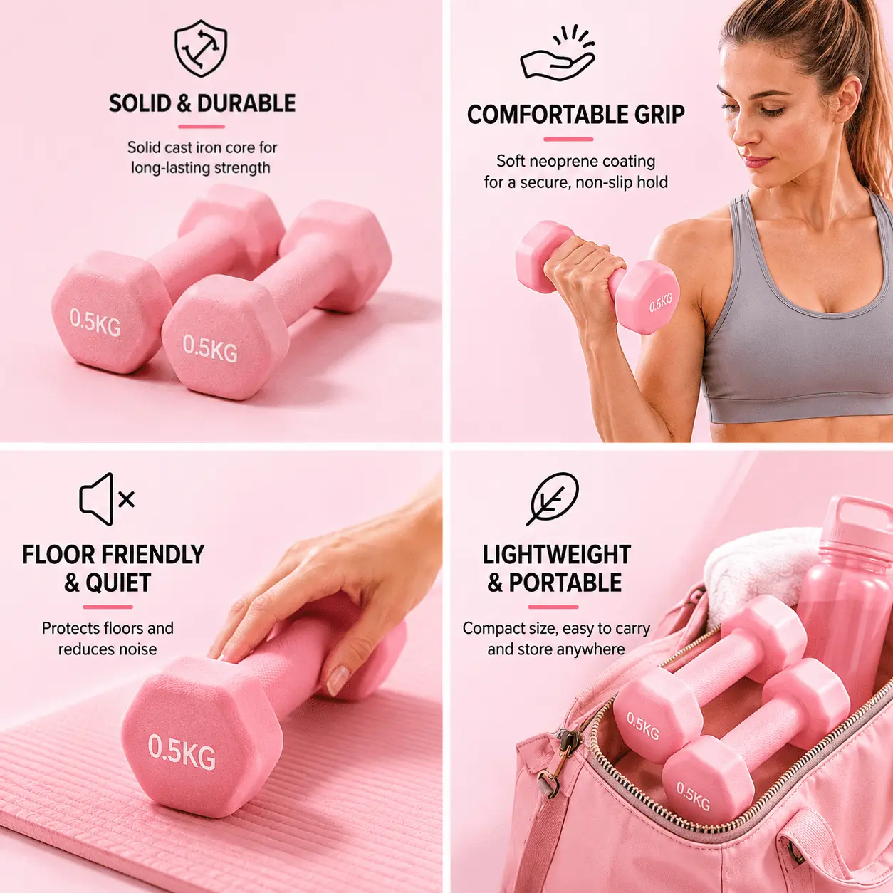 Cast Iron Dumbbell Weights one Pair Multiple Sizes Suitable for Home Fitness Female Fitness Aerobics arm Exercises a Set of 2