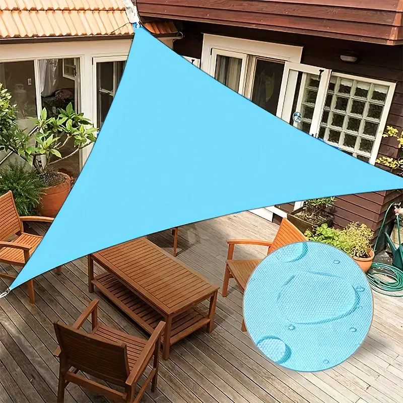 3x3x3m Waterproof Triangle Sunshade Canopy - Durable Polyester Shading Tent Tarps, Anti-Ultraviolet, Wind-Resistant Awning for Garden, Patio