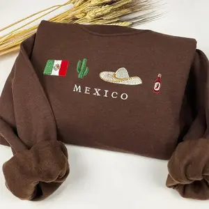 Mexico Embroidered Sweatshirt, Mexican Flag Sweatshirt, Western Country Shirt, Cowboy Sweatshirt, Hot Chili Pepper Sweatshirt