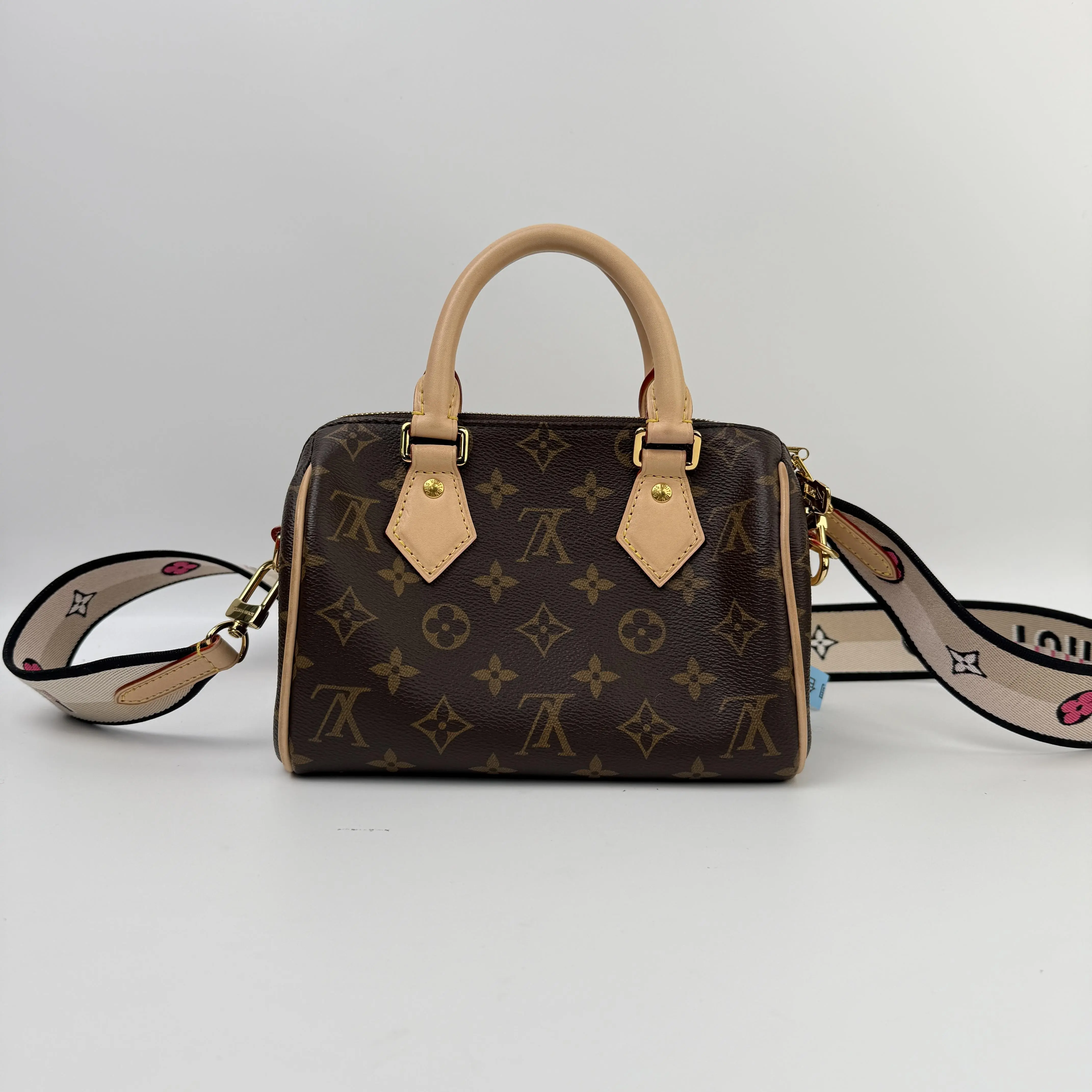 Pre-owned Louis Vuitton Coated Canvas Crossbody Bags LV Speedy 20 with black adjustable strap monogram 【Senza 1】