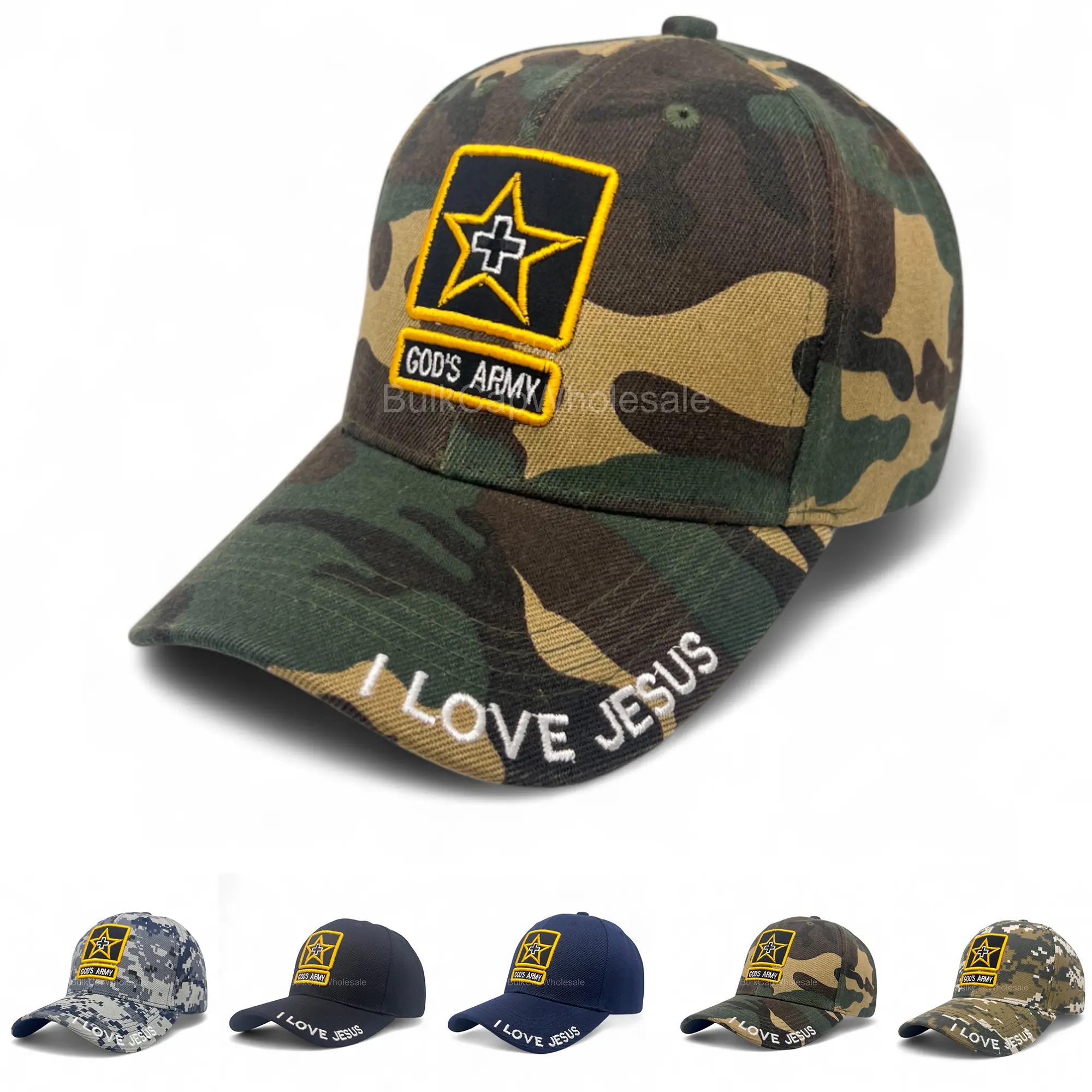 Baseball Cap Mens Religious God Jesus Adjustable Size Army Military Camo Hat
