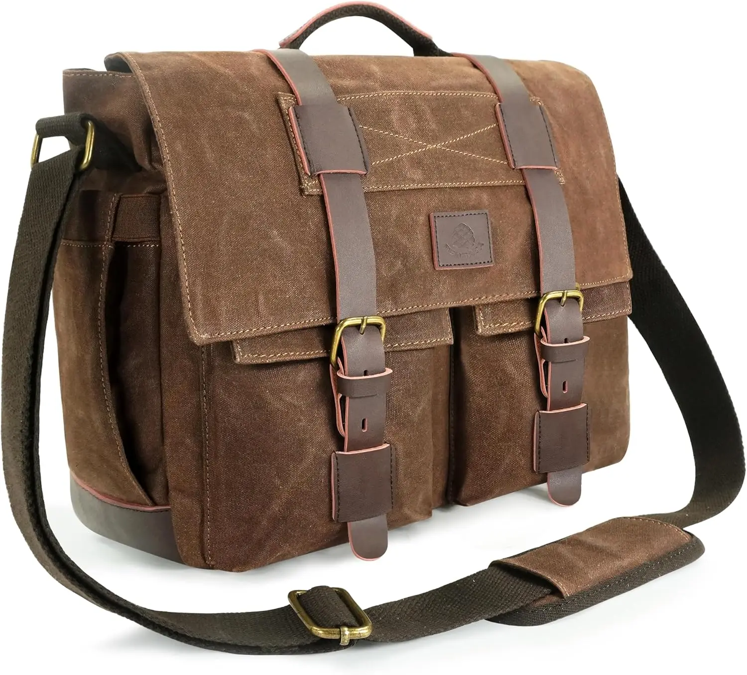 Messenger Bag for Men 14-15.6 Inch Laptop Bag Waxed Canvas Satchel Bag Vintage Briefcase for School Work Travel Large Capacity Durable Business Trips Lightweight Gift corporate Commuting Bag handbag waterproof men Father's Day Gift