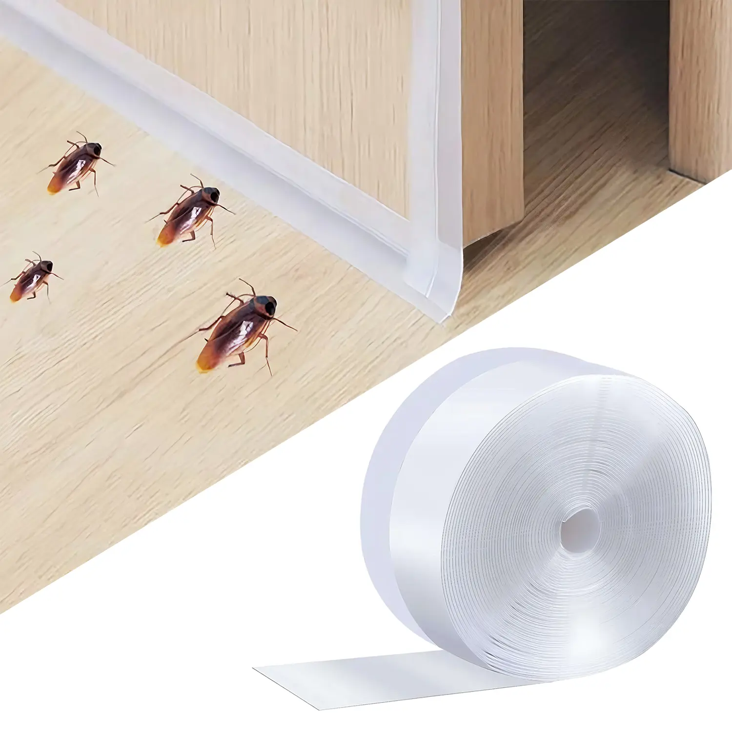 Silicone Seal Weather Stripping Insulation Tape - Self-Adhesive Silicone Weather Stripping Weatherproof Soundproof Insect repellent for Door & Window, Under-Door Draft Stopper, Bottom & Side Seal - Glass Gaps