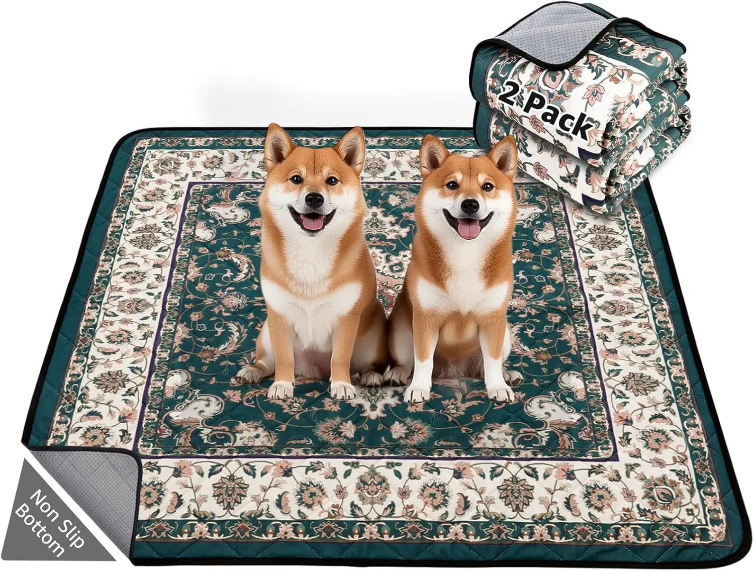 LOOBANI Washable Dog Pee Pad 2Pack, Ultra-Absorbent Puppy Pads, Slip Training Mat Bed Pet Supplies Toilet Training