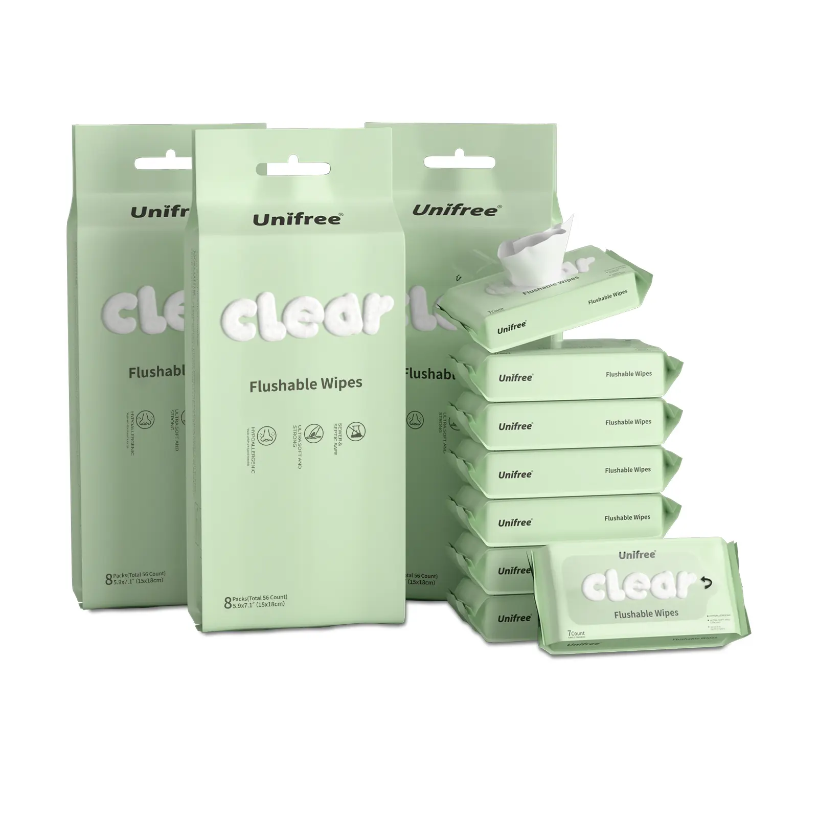 [C] Unifree Flushable Toilet Wipes, Mini Travel-Friendly 32 Packs, Gentle Flower-Scented Plant-Based Eco-Friendly Septic & Sewer Safe Home Care Essentials, Toilet Paper & Wipes, TikTokShopBackToSchool