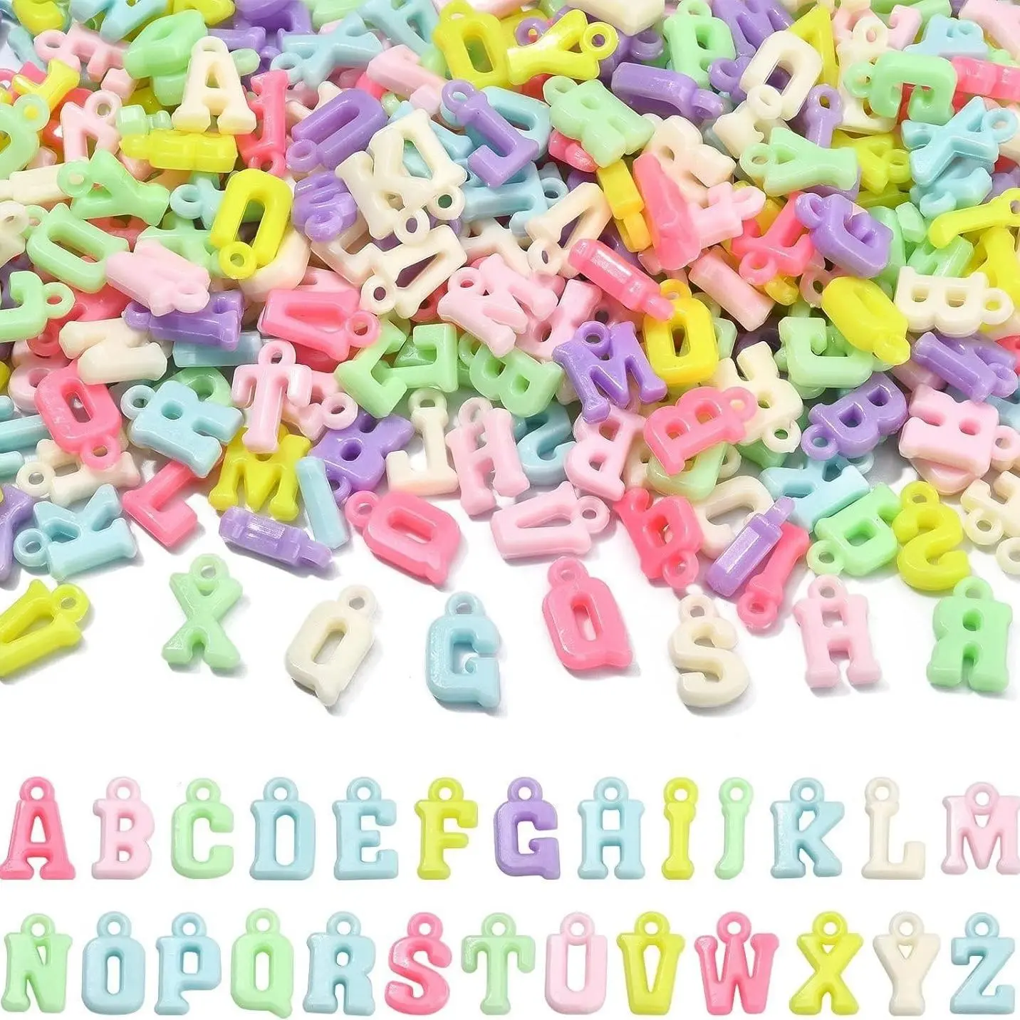 Colorful Letter Beads, 200pcs/set Acrylic Alphabet Pendant Charm for Jewelry Making, DIY Bracelet Necklace Earrings Alphabet Charms
