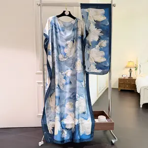 Moomoo Women's 2026 Floral Print Long Scarf-Poncho Set, Elegant Fashion Clothes, Women's Clothes, Beach Outdoor Swimsuit Coverups, Beach Poncho Scarves