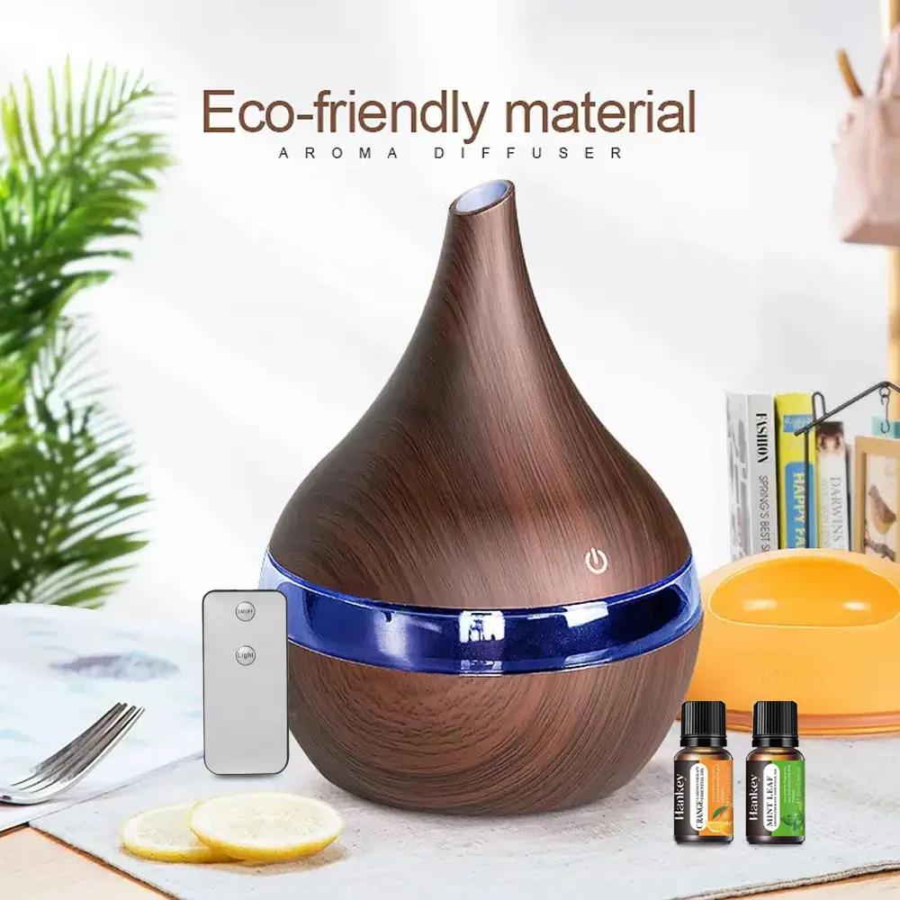 300ml Ultra-Quiet Eco-PP Plastic Aroma Diffuser Humidifier - Remote Control, Night Light, Cool Mist, Essential Oil Aromatherapy, Nontoxic, Auto Shut-Off, Mini for Home (Adults) | No, Thanksgiving, Father's Day, Easter Gifts, Eco-Friendly, Diffuser Bottle