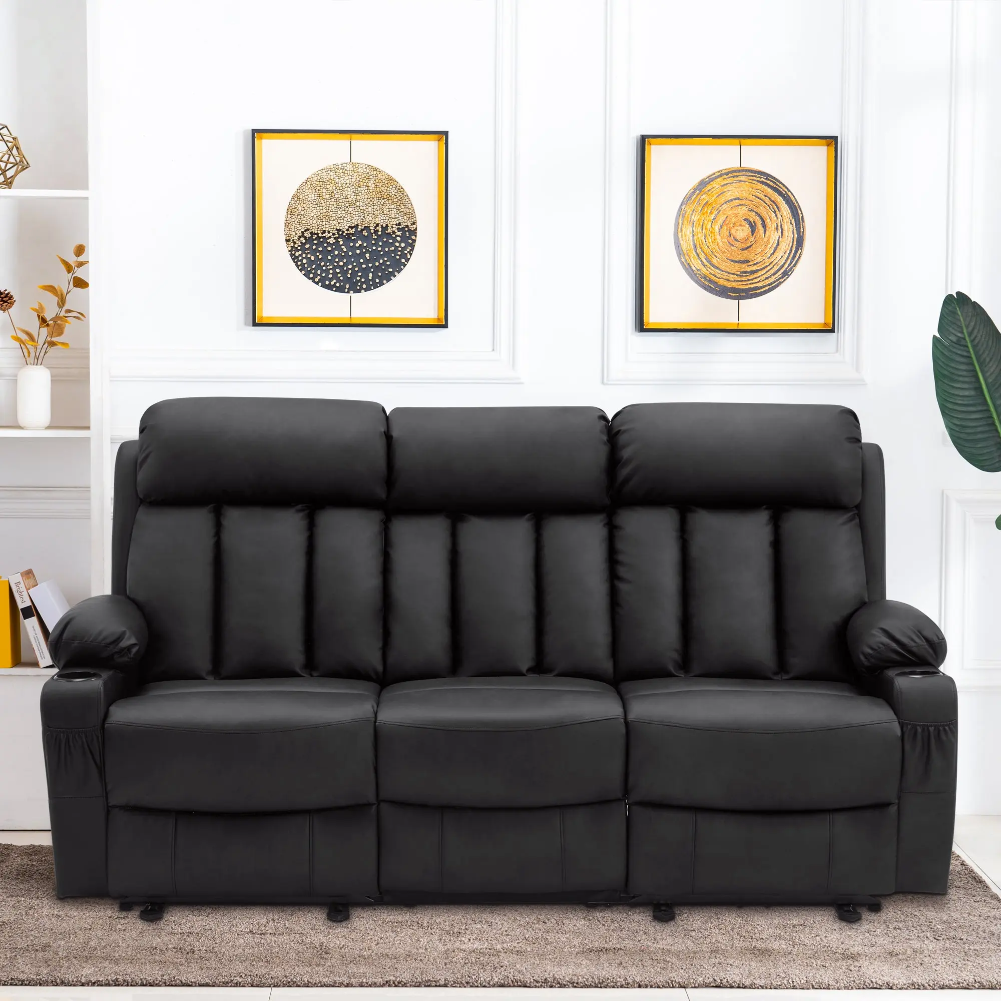 84 in 3 Seater Reclining Sofa with Heat and Massage 6077 84 in 3 Seater Reclining Sofa with Heat and Massage 6077