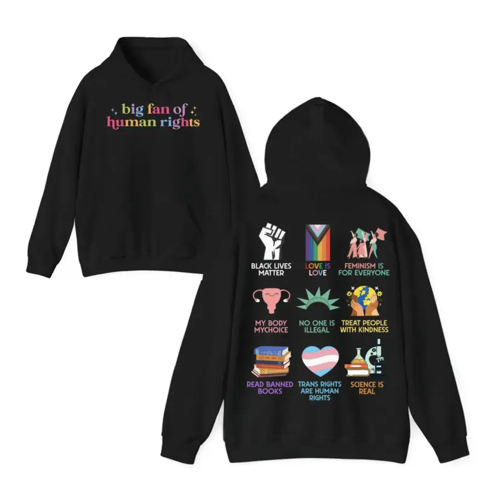 Big Fan Of Human Rights Hoodie - Sweatshirt - TShirt, Equality Activist Sweatshirt, Social Justice Graphic Tee, Progressive Movement Gift, FDT Shirt, Human Rights Shirt
