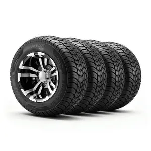 【FathersDayGift】VEVOR Golf Cart Wheels, 10" 205/50-10 Black Aluminum Alloy Golf Cart Tires and Wheels Combo (Set of 4) Fit Club Car, EZGO, Yamaha, 4 Ply Rubber 4-Lug Lawn Mower Tires & Rims, 675 lbs Load, All-Terrai