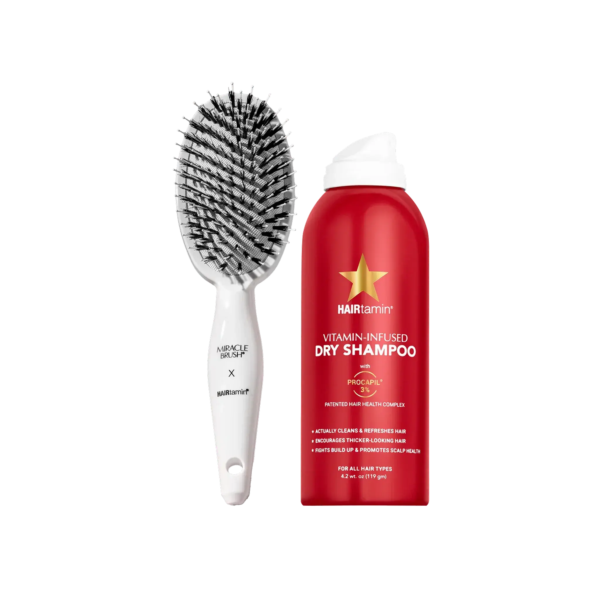 HAIRtamin - Peptide Dry Shampoo & Miracle Brush Bundle