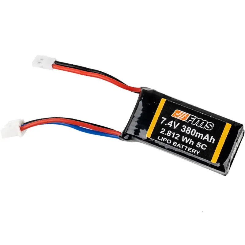FMS Lithium Rechargeable Lithium Replacement Battery - 2S, 7.4V, 380mAh, High Stability Electric Toy Accessory for High-Speed Motor RC Cars, Trucks, Truggies, Lithium Replacement Batteries