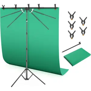 Green Screen Backdrop Kit with T-Shaped Stand, 4.6x6ft Adjustable Chroma Key Green Screen for Streaming, Photography Background with Stable Support for , Gaming, Video Recording