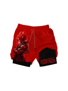 Men's Summer 2-In-1 Anime Demon Slayer Super Soldier Pattern Gym Shorts, Quick-Dry Sports Training Shorts, Casual Street Running Shorts with Pockets, Performance Shorts, Active Shorts, Athletic Shorts, Athleisure Casual Shorts
