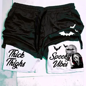 Thick Thighs Spooky Vibes "double layer" Gym Shorts