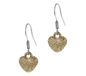 Steel by Design Glitter Heart Dangle Earrings