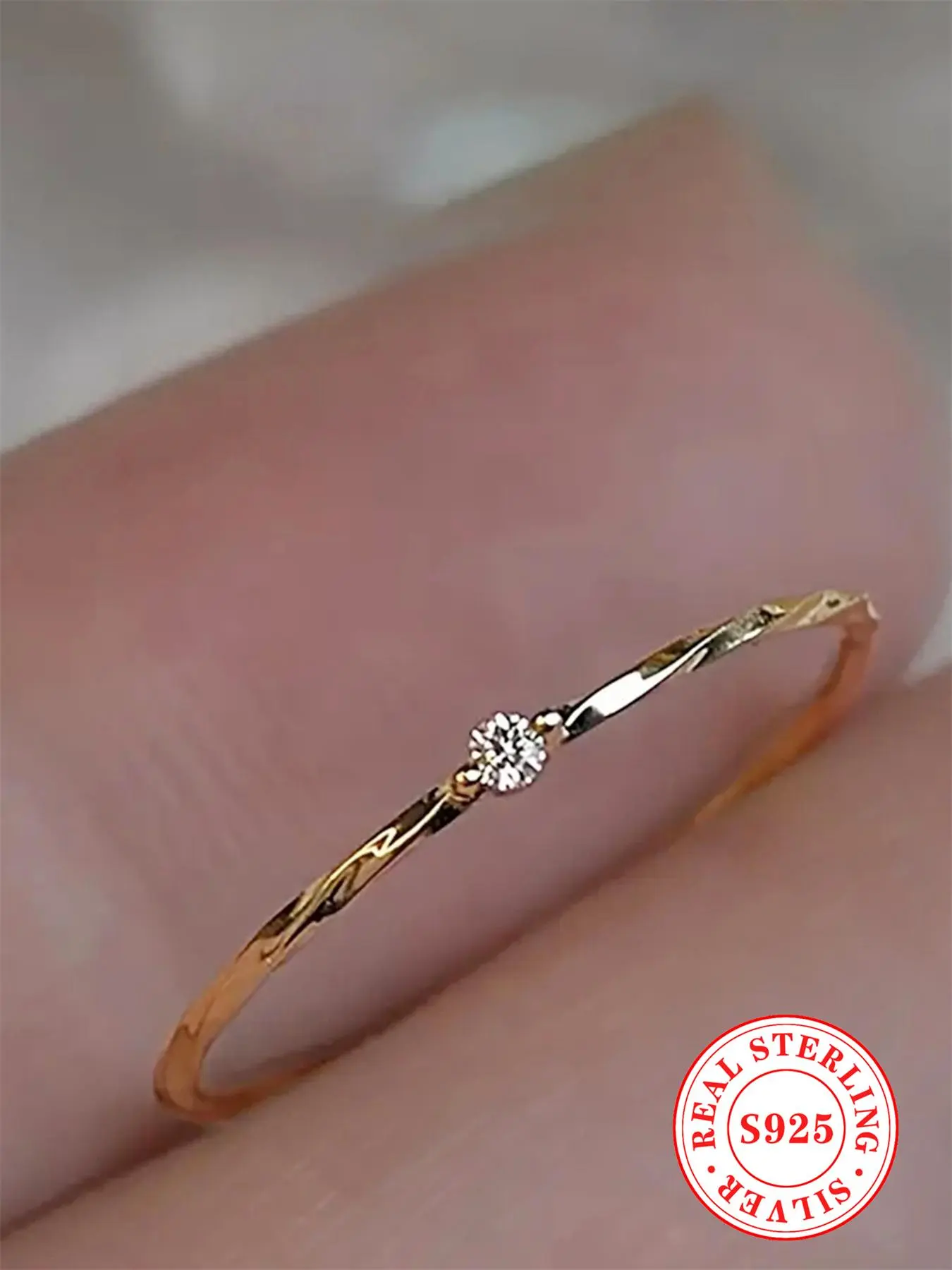 S925 Sterling Silver Simple Style Plain Color Rhinestone Decor Ring, Elegant Everyday Ring, Band Rings, Fashion Accessories for Women & Girls, Trendy All-match & Exquisite Jewelry for Birthday Gift, Beautiful Rings