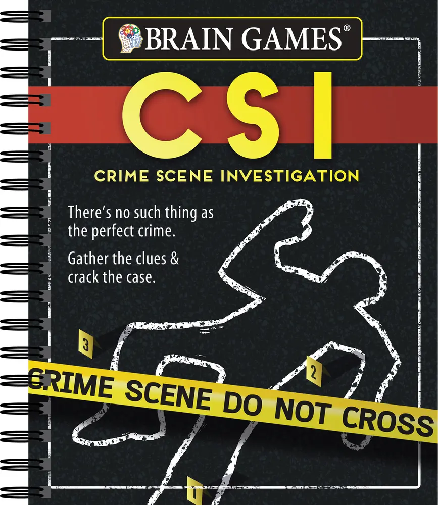 Used Crime Scene Investigation (CSI) Logic Puzzles Book - Publications International Ltd, Spiral-Bound Soft Cover, 192 Pages, 150+ Mixed Puzzles (Visual, Crosswords, Word Searches), Good Condition, English, for Crime Scene Investigation Enthusiasts