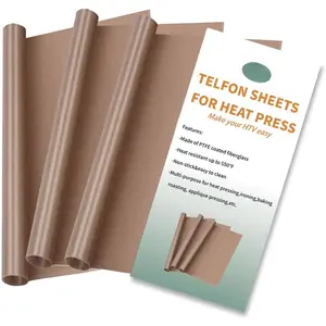 Teflon Sheets for Heat Press,Non-stick  PTFE Teflon Paper Sheet Roll for Cricut Sublimation Heat Transfer,HTV Iron On,Baking (3 Pack 12x16in)