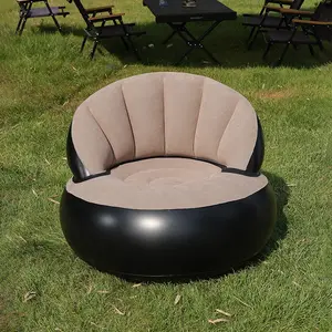 Foldable Inflatable Single Lazy Sofa with Foot Pump Portable Outdoor Camping Air Sofa