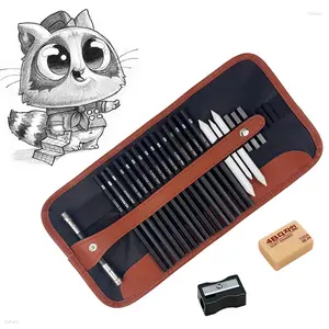 25pcs Professional Drawing Sketching Coloring Set, Graphite Charcoal Pencils, Art Supplies with Kneaded Eraser, Blending Stump Tool