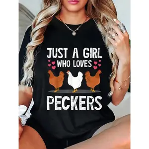100% Cotton Funny Chicken Owner Art For Women Girls Chicken Lover Farmer T-Shirt